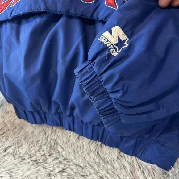 STARTER‎ 90's GIANTS Pullover Hooded Jacket Quilted Large NFL Pro Line Football